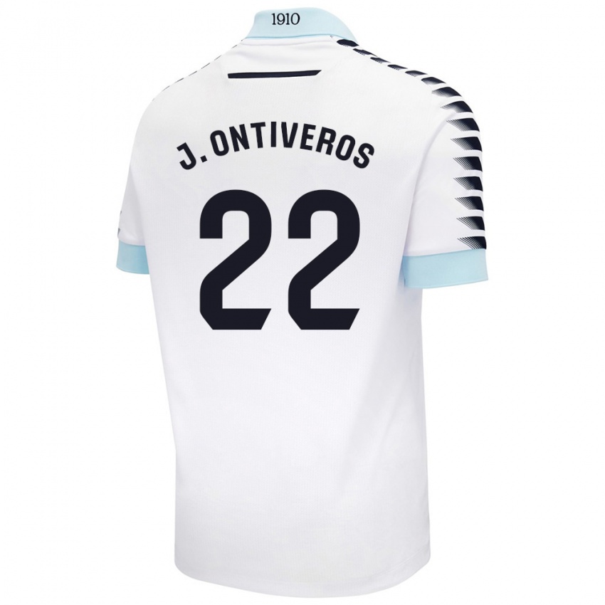 Kinder Javi Ontiveros #22 Weiß Blau Auswärtstrikot Trikot 2024/25 T-Shirt