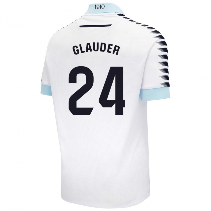 Kinder Cristian Glauder #24 Weiß Blau Auswärtstrikot Trikot 2024/25 T-Shirt