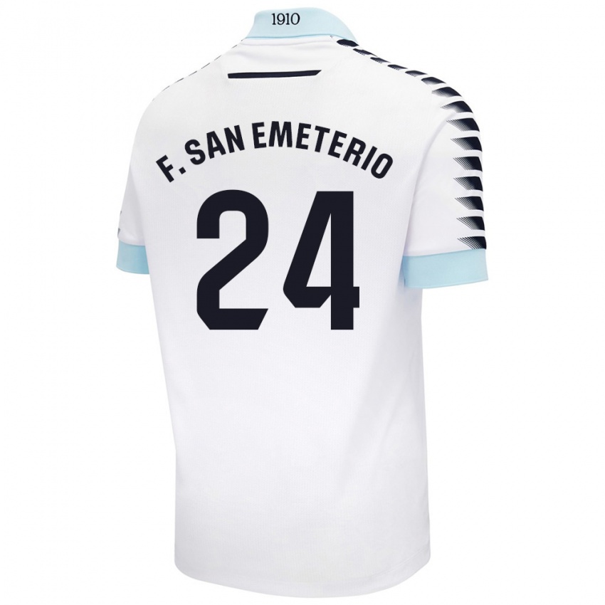 Kinder Fede San Emeterio #24 Weiß Blau Auswärtstrikot Trikot 2024/25 T-Shirt