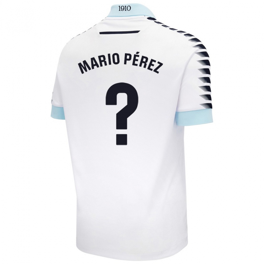 Kinder Mario Pérez #0 Weiß Blau Auswärtstrikot Trikot 2024/25 T-Shirt