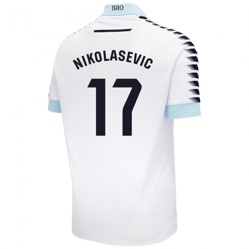 Kinder Mirko Nikolasevic #17 Weiß Blau Auswärtstrikot Trikot 2024/25 T-Shirt