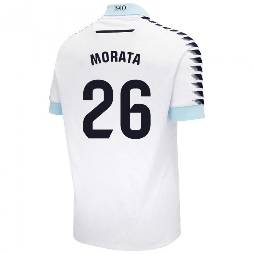 Kinder Álex Morata #26 Weiß Blau Auswärtstrikot Trikot 2024/25 T-Shirt