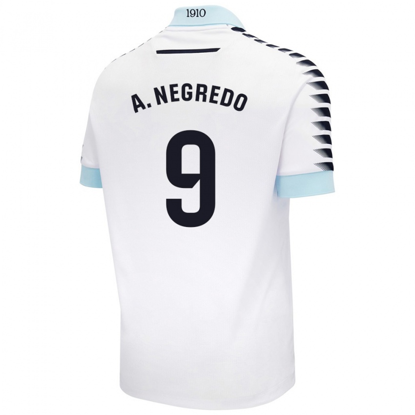 Kinder Álvaro Negredo #9 Weiß Blau Auswärtstrikot Trikot 2024/25 T-Shirt