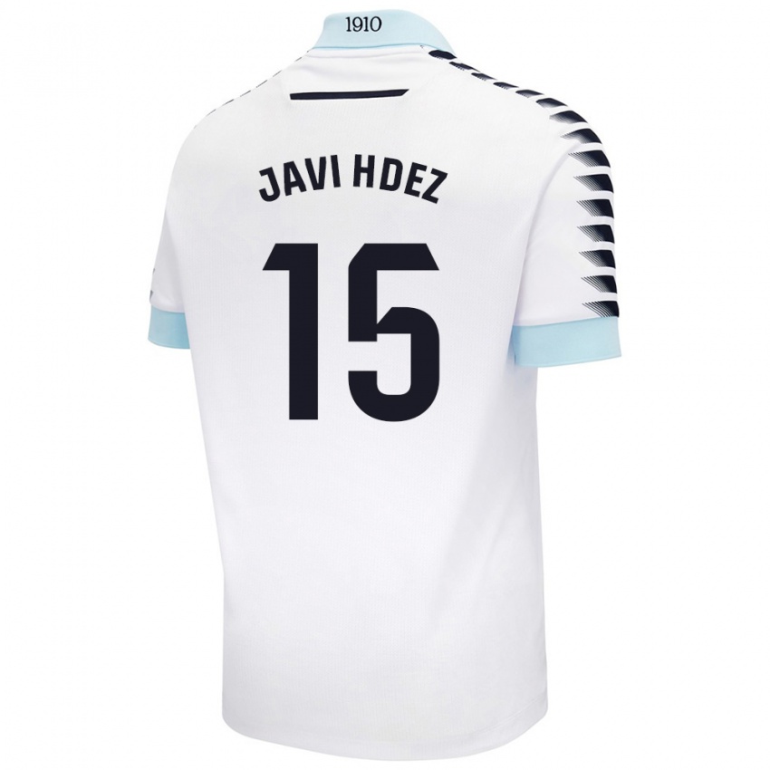 Kinder Javi Hernández #15 Weiß Blau Auswärtstrikot Trikot 2024/25 T-Shirt