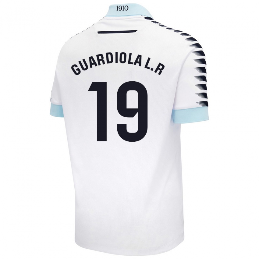 Kinder Sergi Guardiola #19 Weiß Blau Auswärtstrikot Trikot 2024/25 T-Shirt