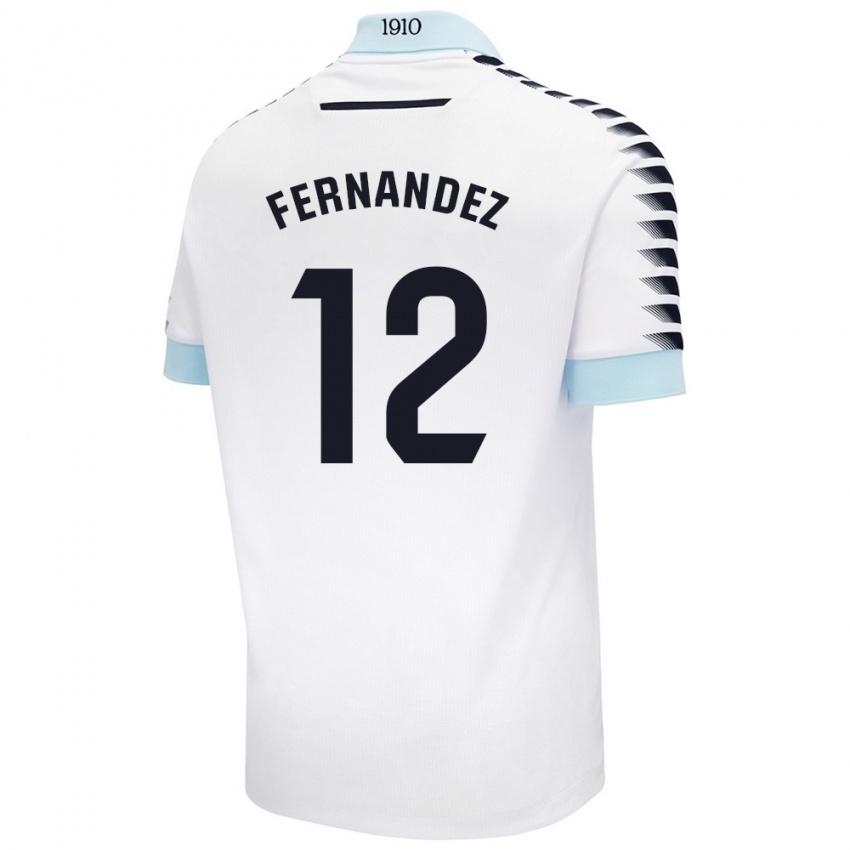 Kinder Sandra Fernández León #12 Weiß Blau Auswärtstrikot Trikot 2024/25 T-Shirt