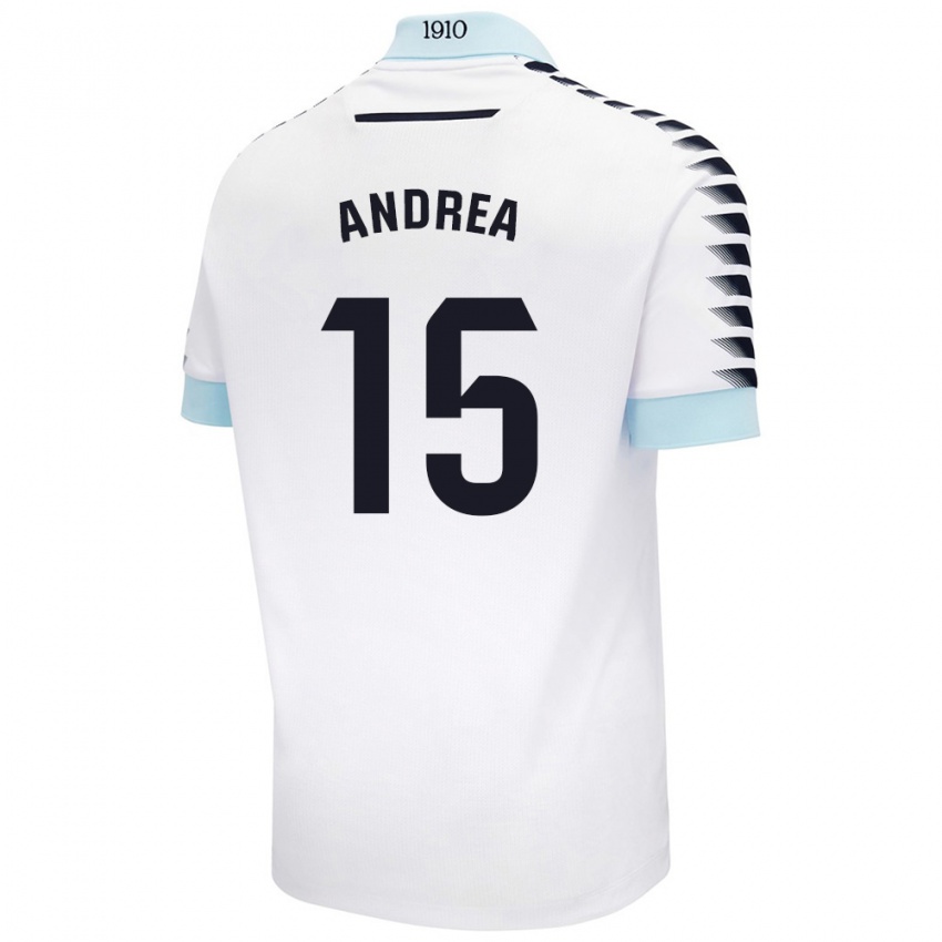 Kinder Andrea Sánchez Moreno #15 Weiß Blau Auswärtstrikot Trikot 2024/25 T-Shirt