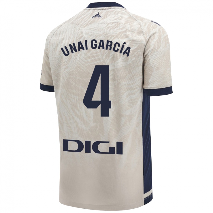 Kinder Unai García #4 Hellgrau Auswärtstrikot Trikot 2024/25 T-Shirt