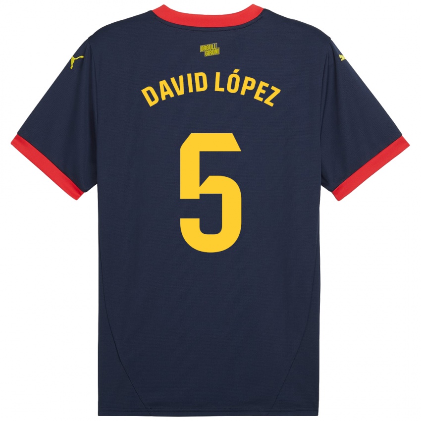 Kinder David López #5 Marinerot Auswärtstrikot Trikot 2024/25 T-Shirt