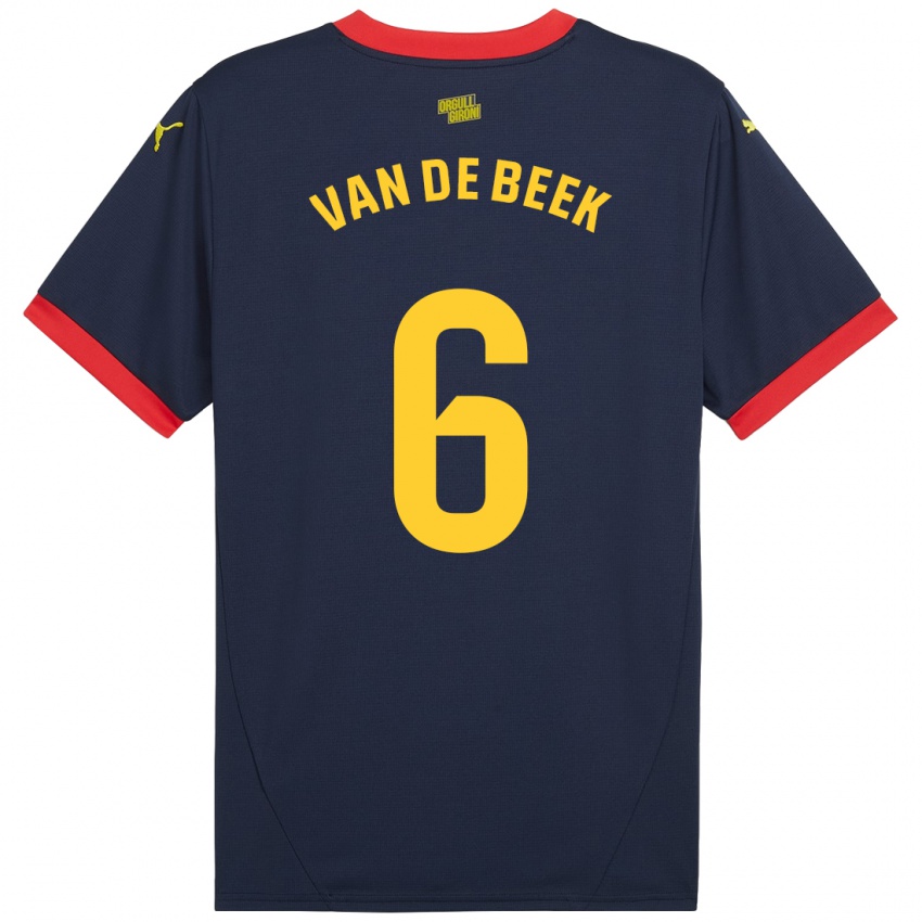 Kinder Donny Van De Beek #6 Marinerot Auswärtstrikot Trikot 2024/25 T-Shirt