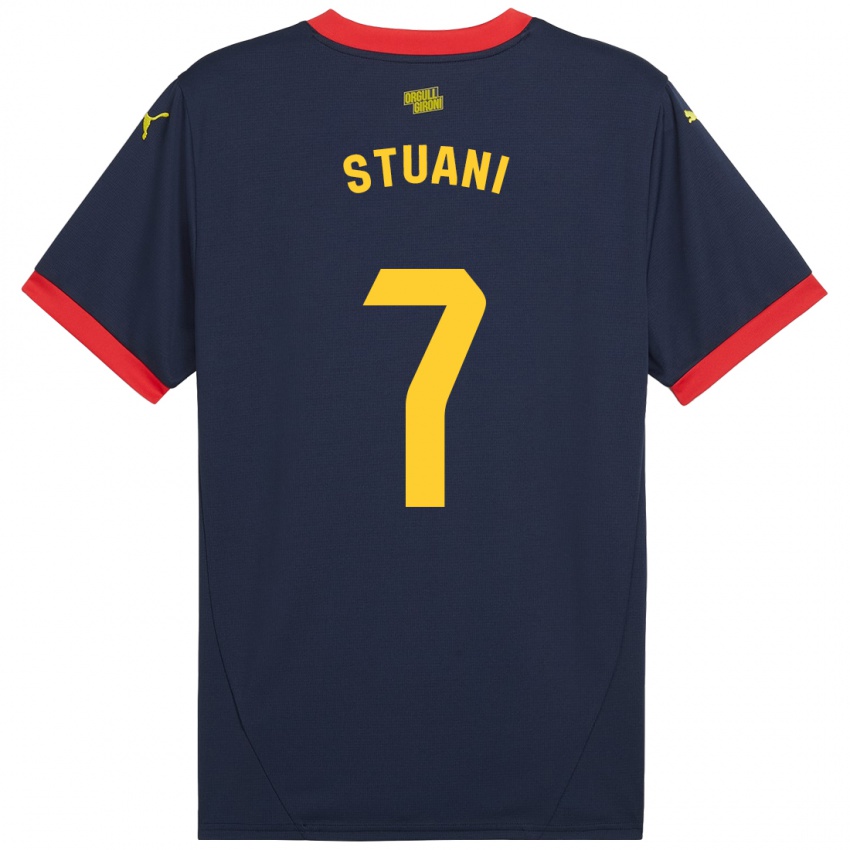 Kinder Cristhian Stuani #7 Marinerot Auswärtstrikot Trikot 2024/25 T-Shirt