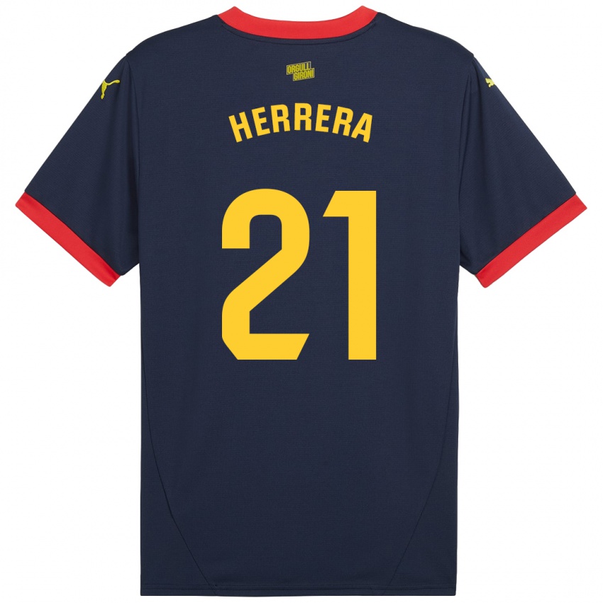 Kinder Yangel Herrera #21 Marinerot Auswärtstrikot Trikot 2024/25 T-Shirt