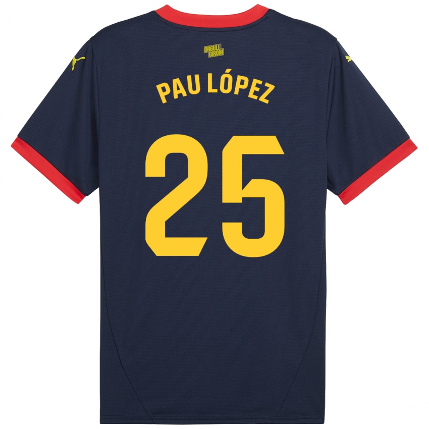 Kinder Pau Lopez #25 Marinerot Auswärtstrikot Trikot 2024/25 T-Shirt