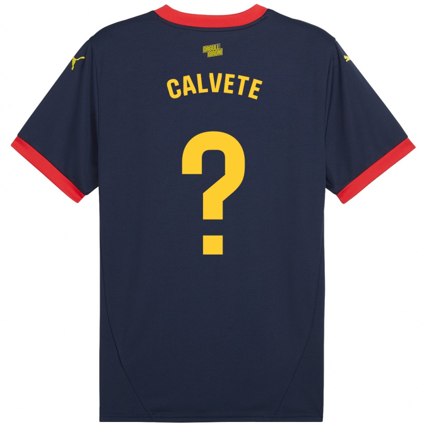 Kinder Pablo Calvete #0 Marinerot Auswärtstrikot Trikot 2024/25 T-Shirt