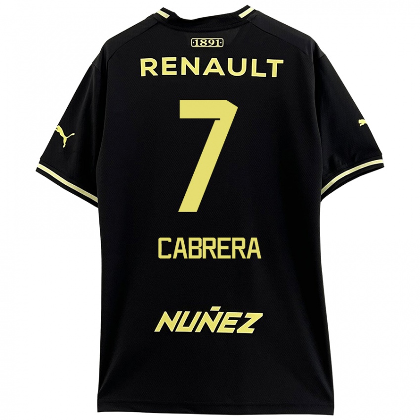 Kinder Javier Cabrera #7 Schwarz Gelb Auswärtstrikot Trikot 2024/25 T-Shirt