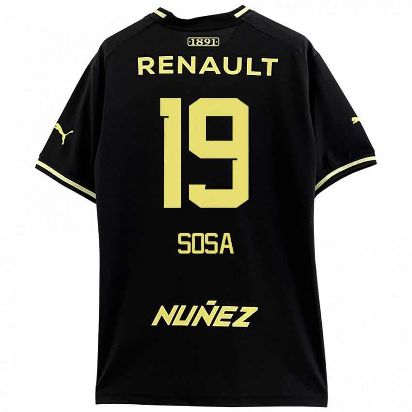 Kinder Diego Sosa #19 Schwarz Gelb Auswärtstrikot Trikot 2024/25 T-Shirt