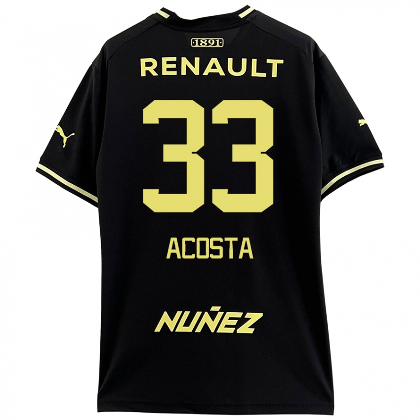 Kinder Nahuel Acosta #33 Schwarz Gelb Auswärtstrikot Trikot 2024/25 T-Shirt