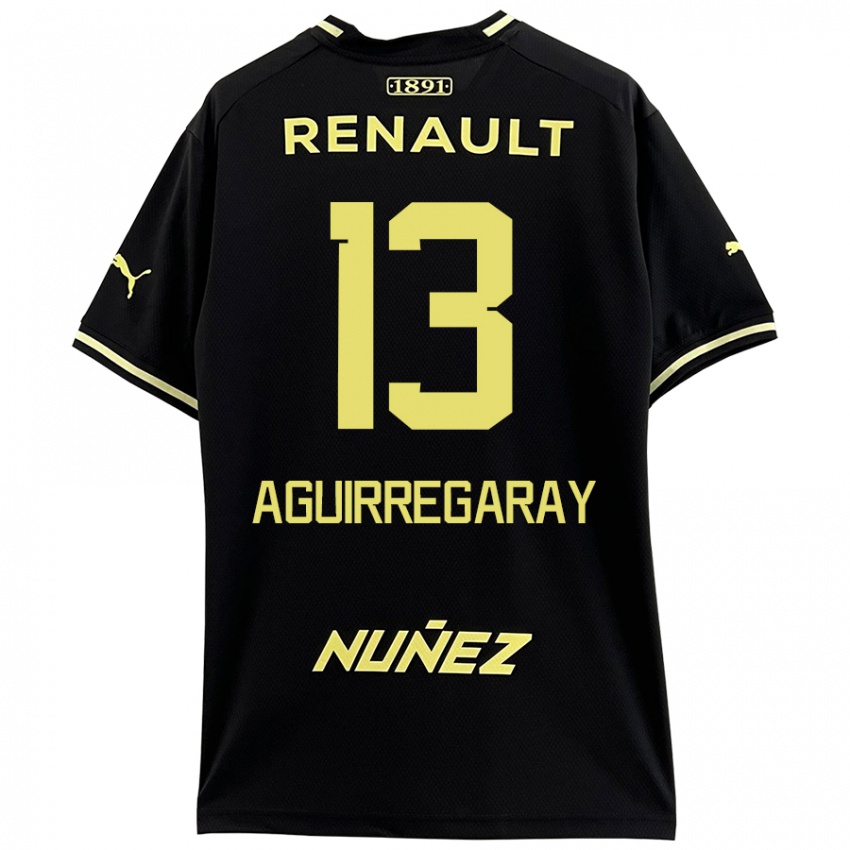 Kinder Matías Aguirregaray #13 Schwarz Gelb Auswärtstrikot Trikot 2024/25 T-Shirt