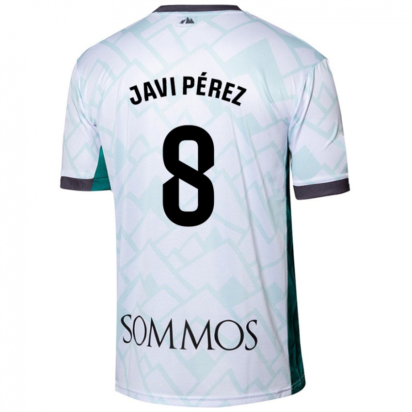 Kinder Javi Pérez #8 Weiß Grün Auswärtstrikot Trikot 2024/25 T-Shirt