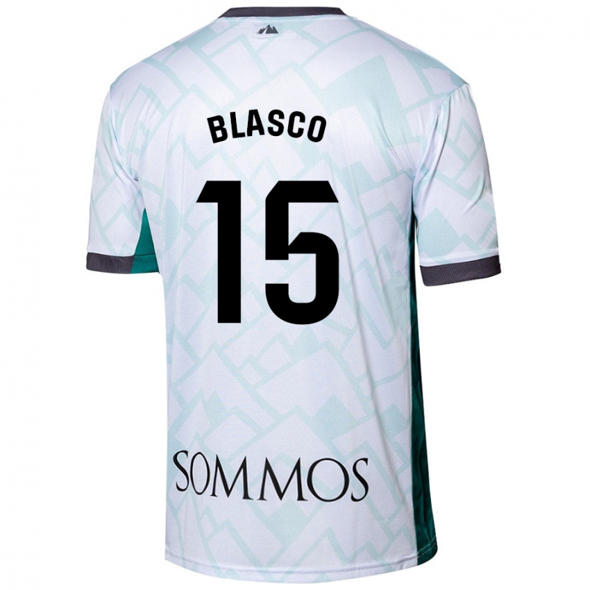 Kinder Jérémy Blasco #15 Weiß Grün Auswärtstrikot Trikot 2024/25 T-Shirt