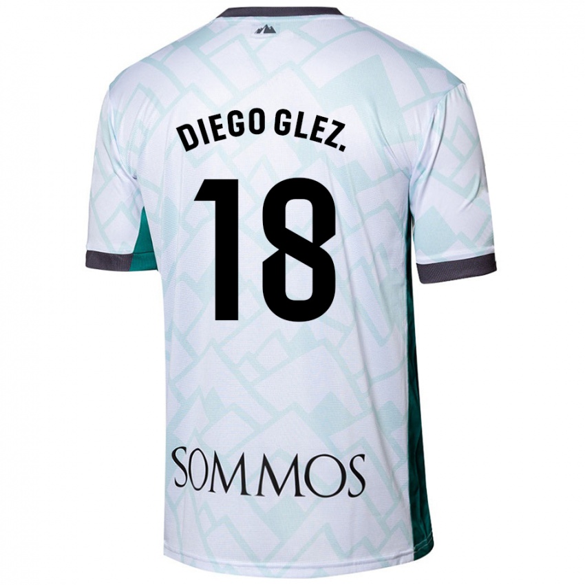 Kinder Diego González #18 Weiß Grün Auswärtstrikot Trikot 2024/25 T-Shirt