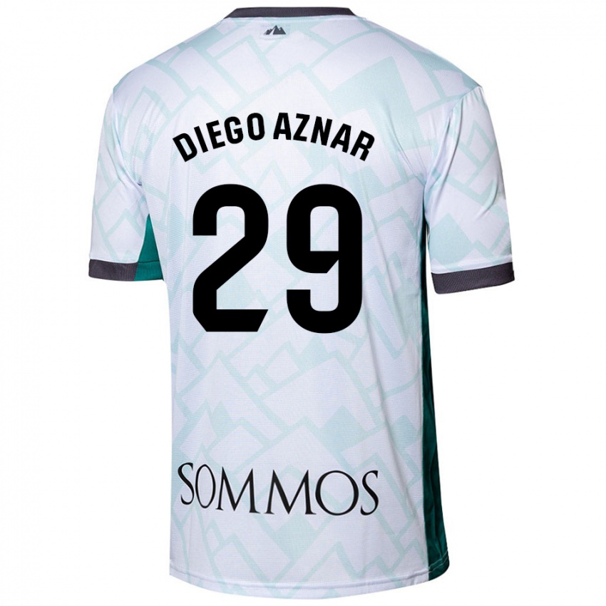 Kinder Diego Aznar #29 Weiß Grün Auswärtstrikot Trikot 2024/25 T-Shirt