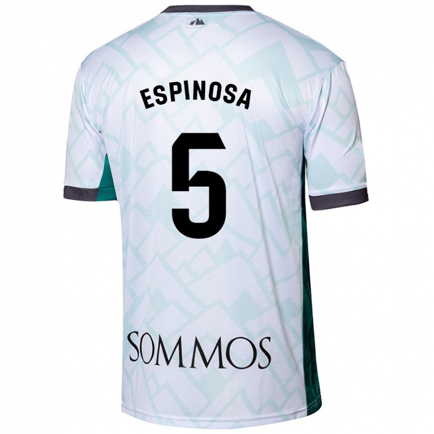 Kinder Diego Espinosa #5 Weiß Grün Auswärtstrikot Trikot 2024/25 T-Shirt