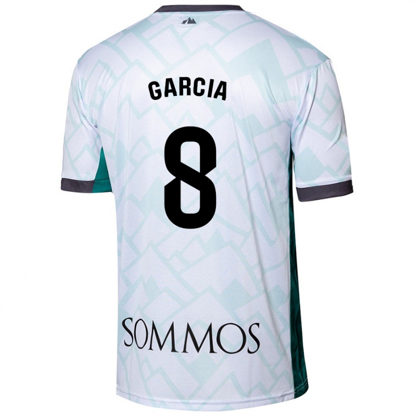 Kinder David García #8 Weiß Grün Auswärtstrikot Trikot 2024/25 T-Shirt