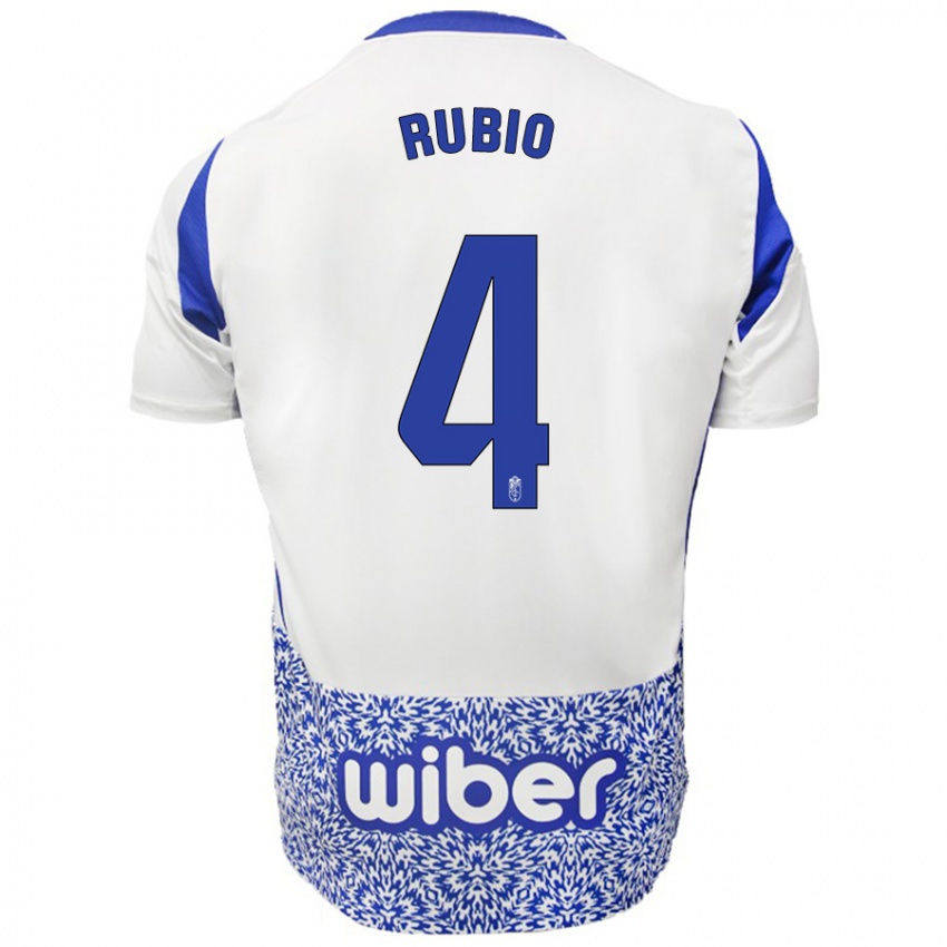 Kinder Miguel Rubio #4 Weiß Blau Auswärtstrikot Trikot 2024/25 T-Shirt