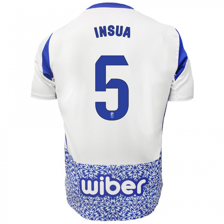 Kinder Pablo Insua #5 Weiß Blau Auswärtstrikot Trikot 2024/25 T-Shirt