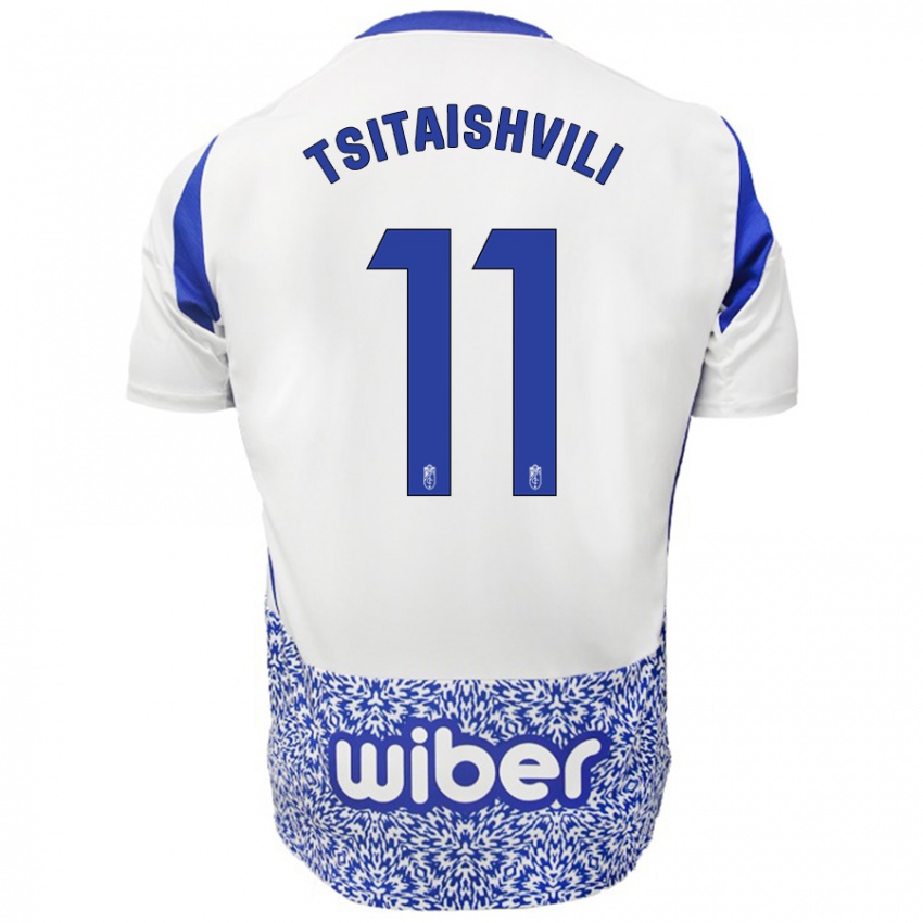 Kinder Georgiy Tsitaishvili #11 Weiß Blau Auswärtstrikot Trikot 2024/25 T-Shirt