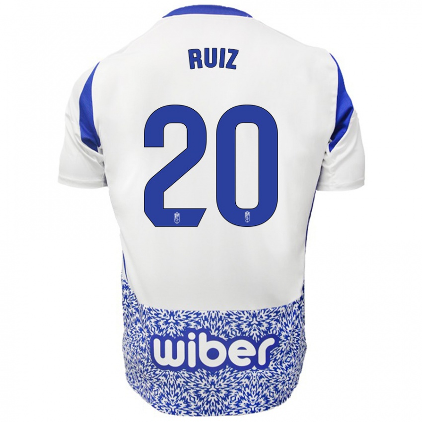 Kinder Sergio Ruiz #20 Weiß Blau Auswärtstrikot Trikot 2024/25 T-Shirt