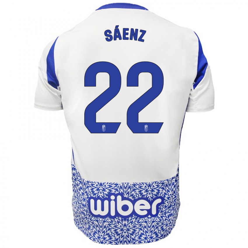 Kinder Pablo Sáenz #22 Weiß Blau Auswärtstrikot Trikot 2024/25 T-Shirt