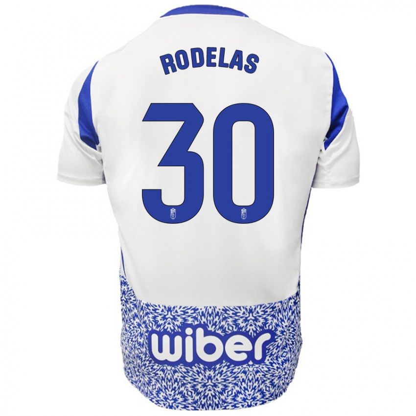 Kinder Sergio Rodelas #30 Weiß Blau Auswärtstrikot Trikot 2024/25 T-Shirt