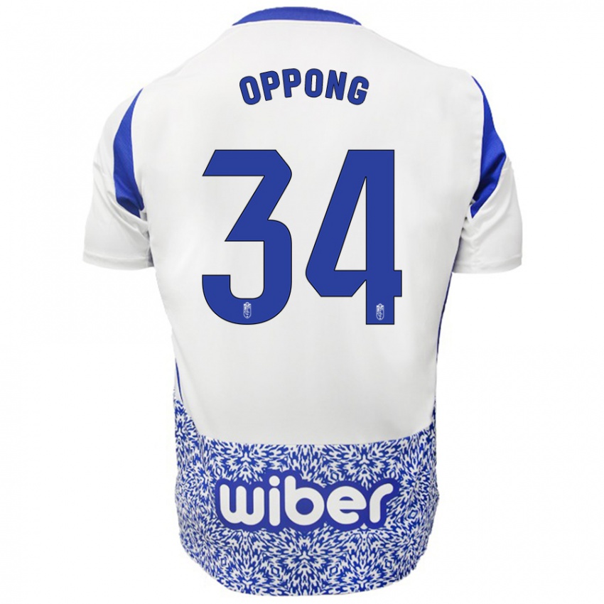 Kinder Oscar Naasei Oppong #34 Weiß Blau Auswärtstrikot Trikot 2024/25 T-Shirt