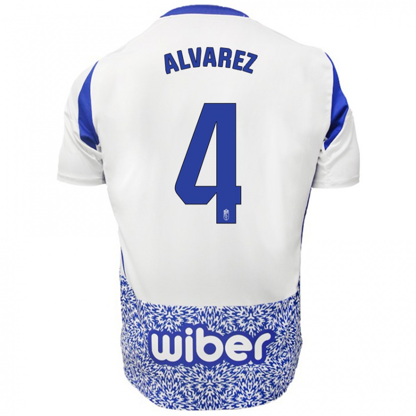 Kinder Isabel Álvarez #4 Weiß Blau Auswärtstrikot Trikot 2024/25 T-Shirt