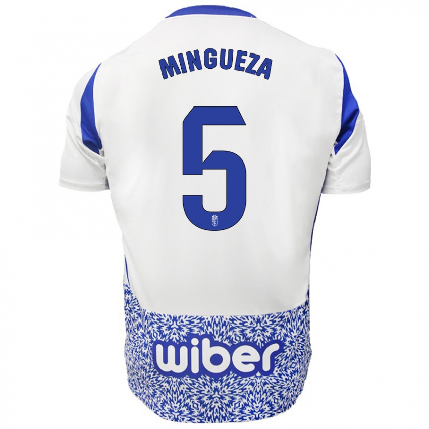 Kinder Ariadna Mingueza #5 Weiß Blau Auswärtstrikot Trikot 2024/25 T-Shirt