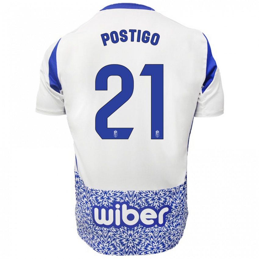 Kinder Postigo #21 Weiß Blau Auswärtstrikot Trikot 2024/25 T-Shirt