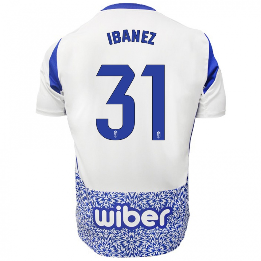 Kinder Alba Ibáñez #31 Weiß Blau Auswärtstrikot Trikot 2024/25 T-Shirt