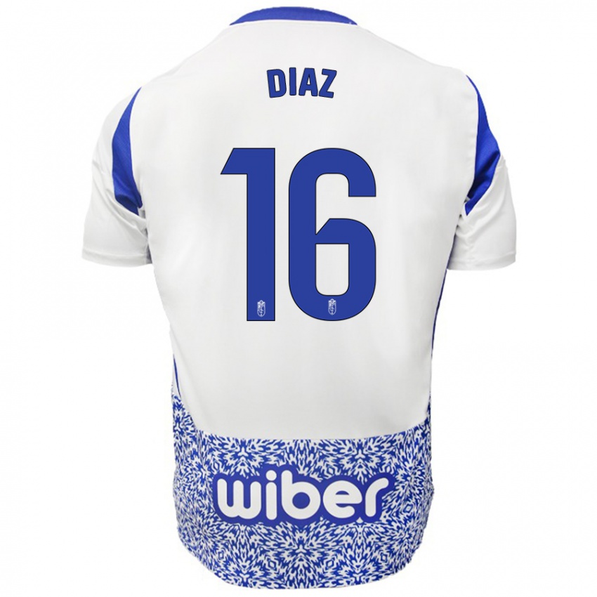 Kinder Víctor Díaz #16 Weiß Blau Auswärtstrikot Trikot 2024/25 T-Shirt