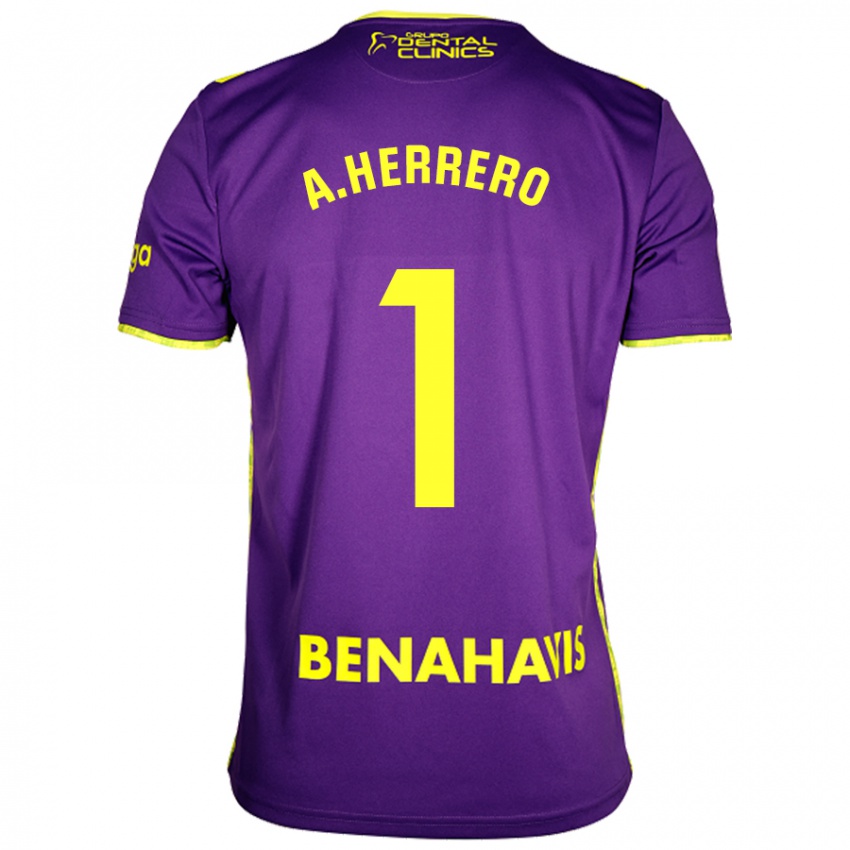 Kinder Alfonso Herrero #1 Lila Gelb Auswärtstrikot Trikot 2024/25 T-Shirt