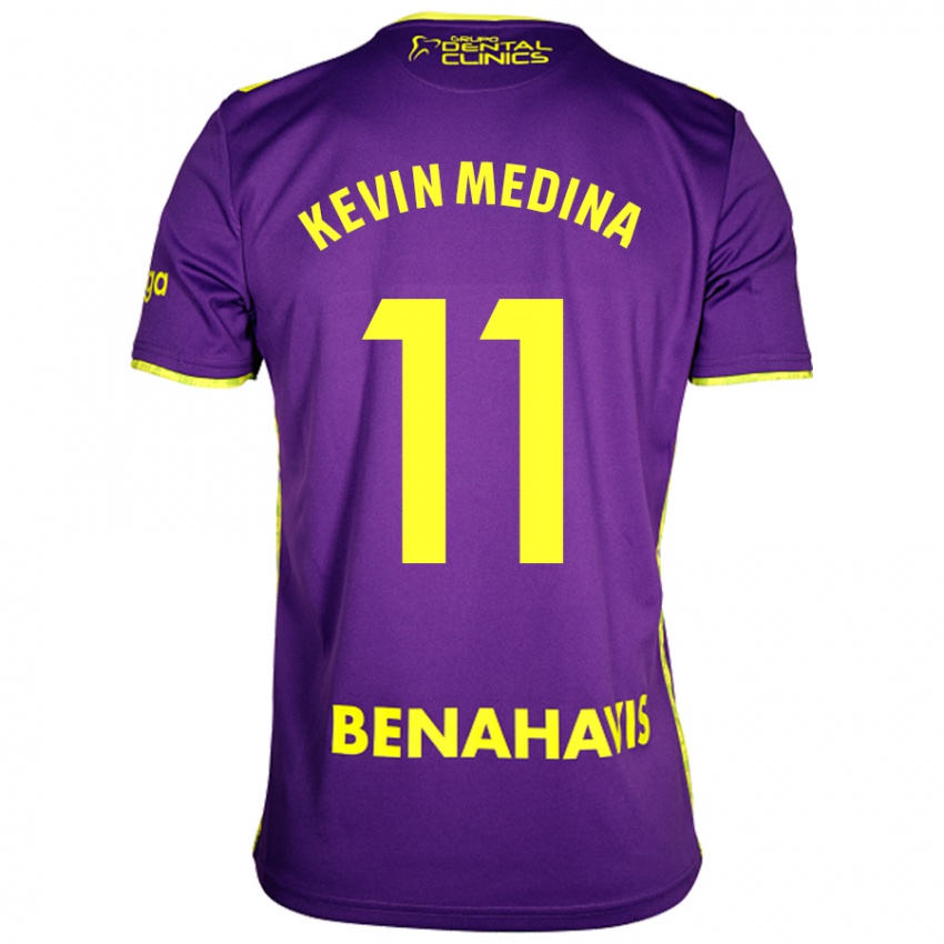 Kinder Kevin Medina #11 Lila Gelb Auswärtstrikot Trikot 2024/25 T-Shirt