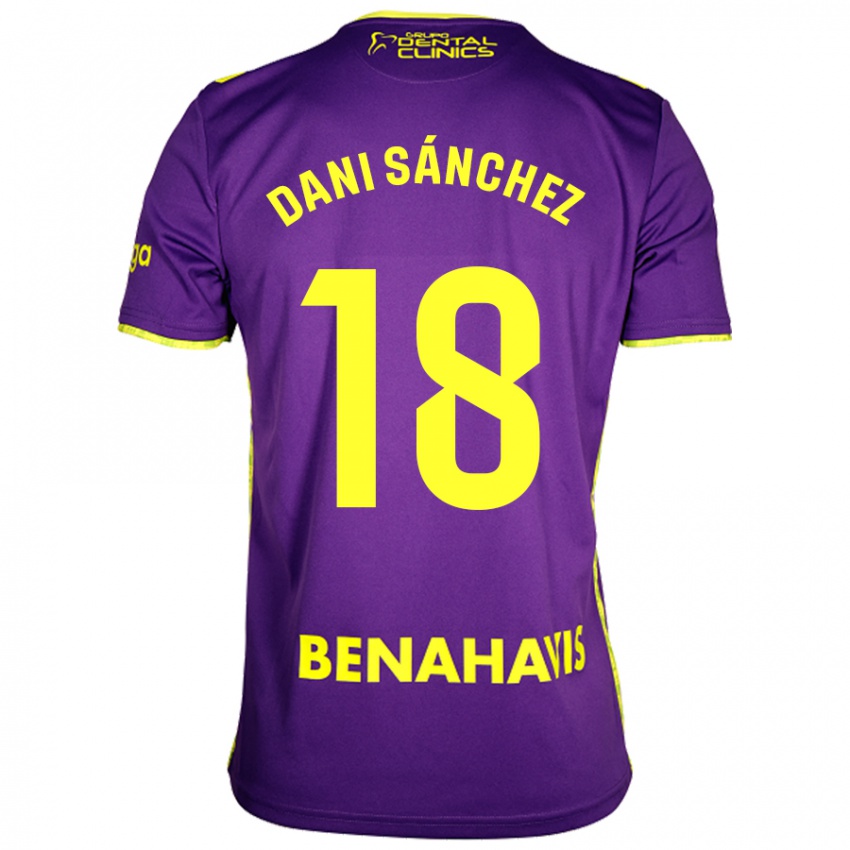 Kinder Dani Sánchez #18 Lila Gelb Auswärtstrikot Trikot 2024/25 T-Shirt