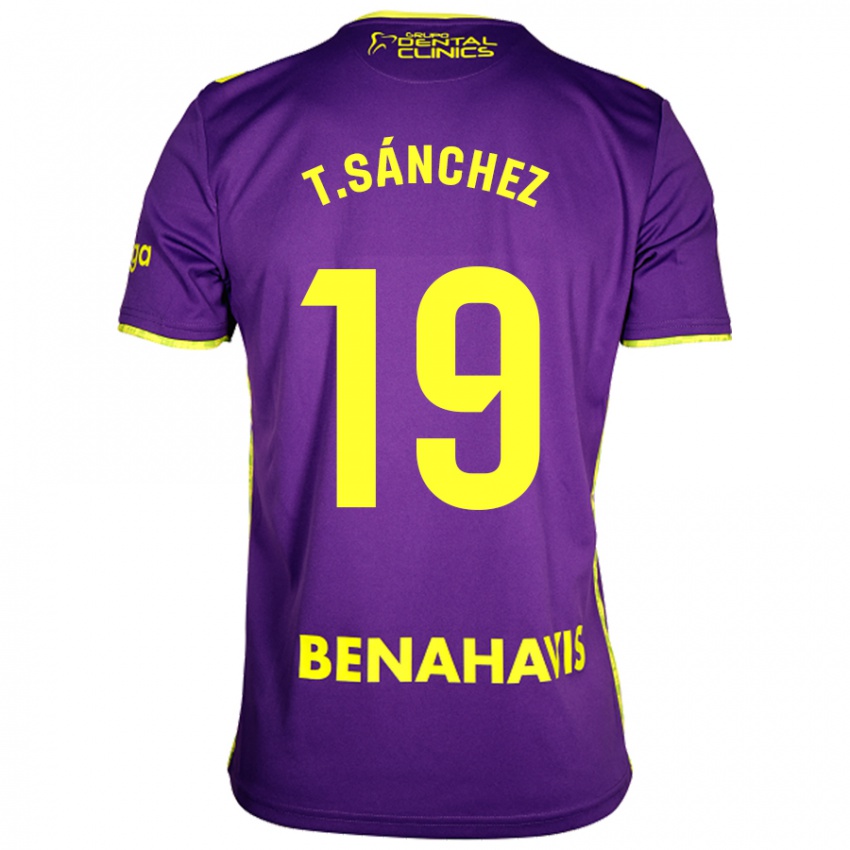 Kinder Toni Sánchez #19 Lila Gelb Auswärtstrikot Trikot 2024/25 T-Shirt