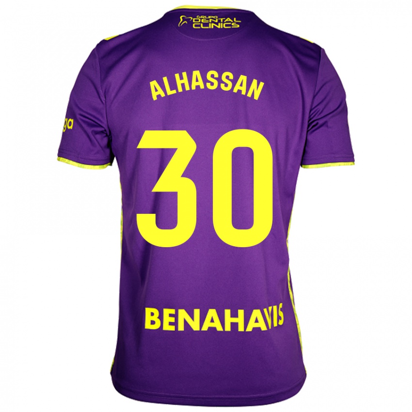 Kinder Mubarak Alhassan #30 Lila Gelb Auswärtstrikot Trikot 2024/25 T-Shirt