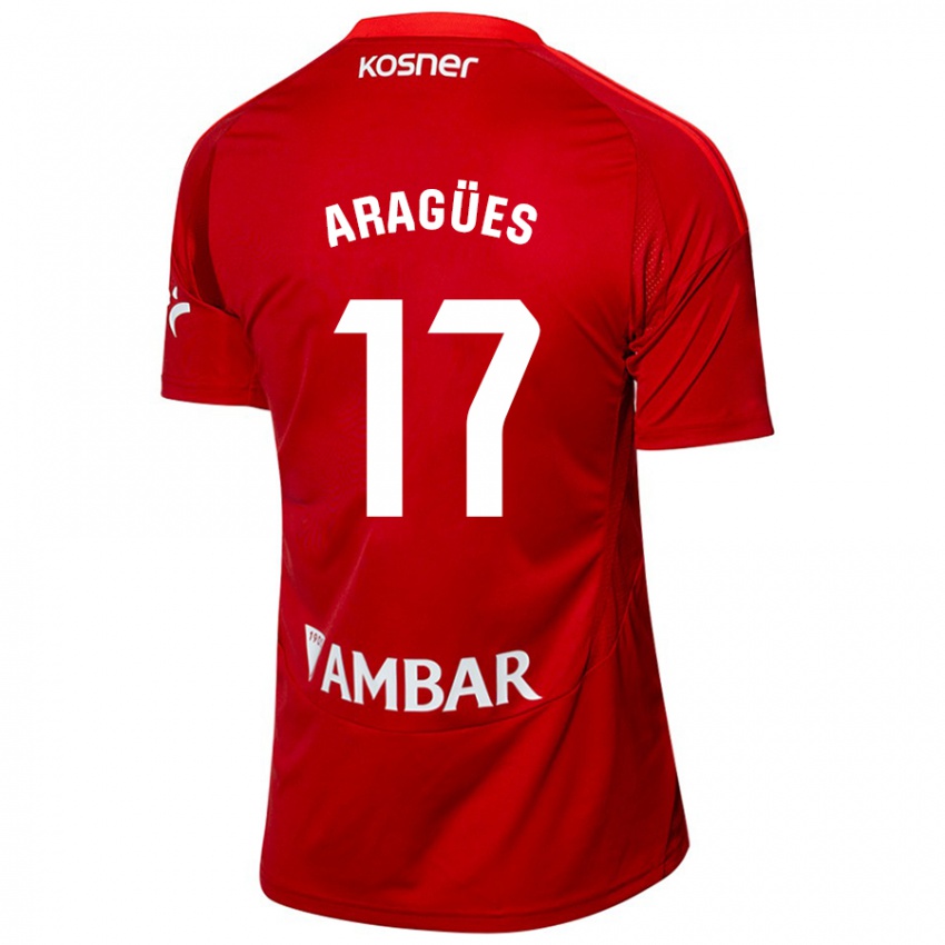 Kinder Chema Aragües #17 Weiß Blau Auswärtstrikot Trikot 2024/25 T-Shirt