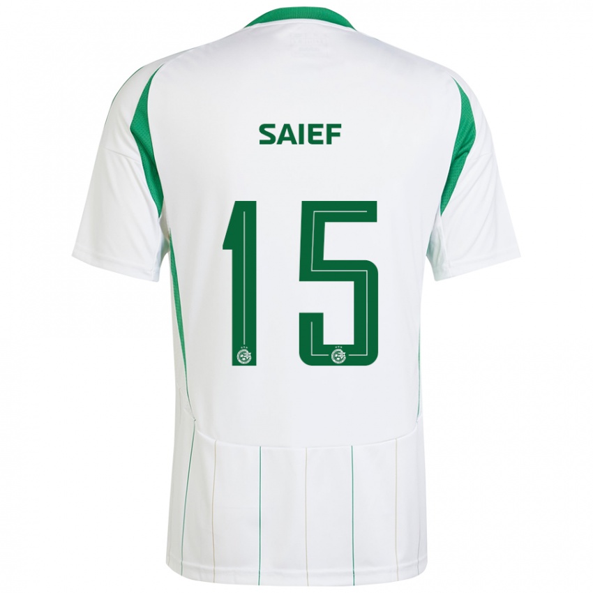 Kinder Kenny Saief #15 Weiß Grün Auswärtstrikot Trikot 2024/25 T-Shirt