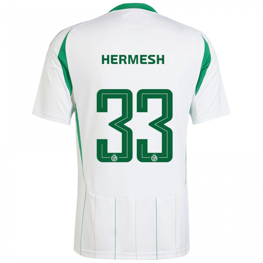 Kinder Liam Hermesh #33 Weiß Grün Auswärtstrikot Trikot 2024/25 T-Shirt