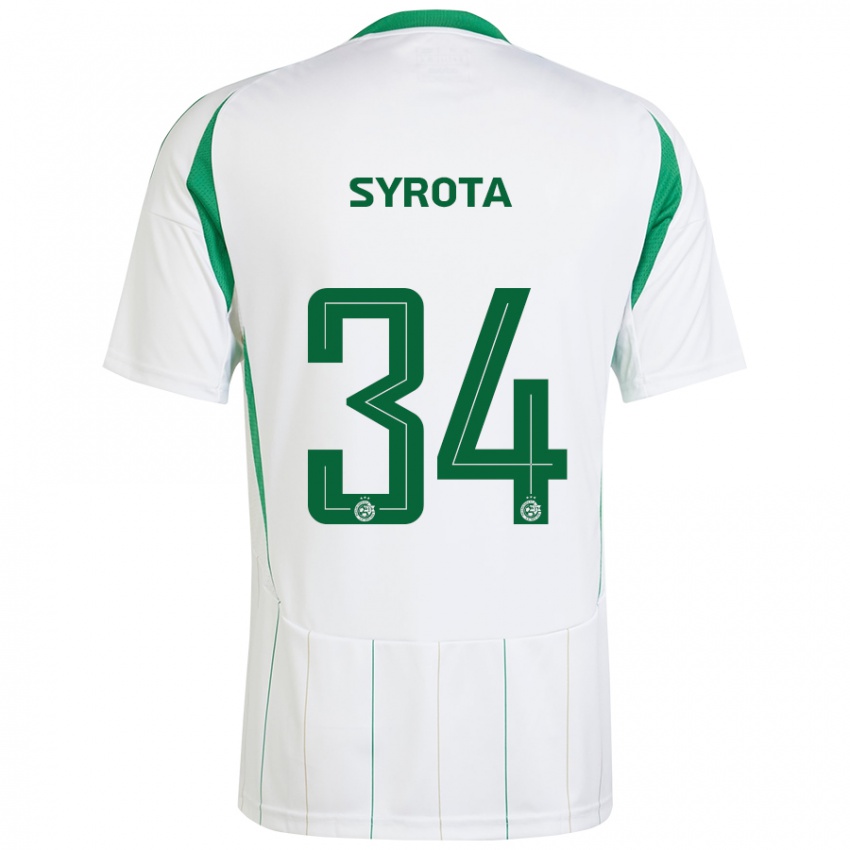 Kinder Oleksandr Syrota #34 Weiß Grün Auswärtstrikot Trikot 2024/25 T-Shirt