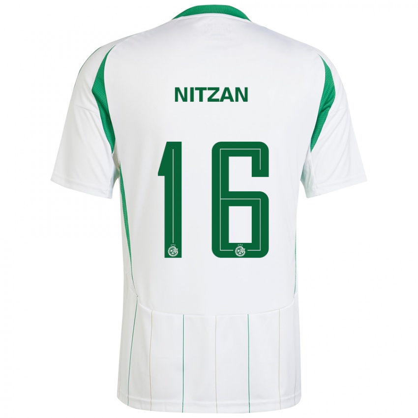 Kinder Itamar Nitzan #16 Weiß Grün Auswärtstrikot Trikot 2024/25 T-Shirt